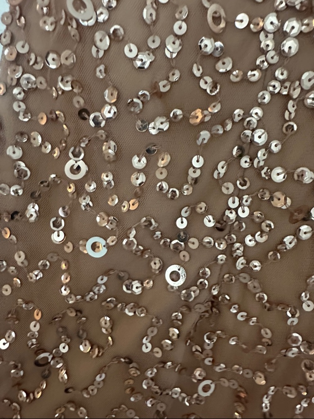 Adrianna Papell Taupe Sequin Short Sleeve Mini Dress - Picture 4 of 4